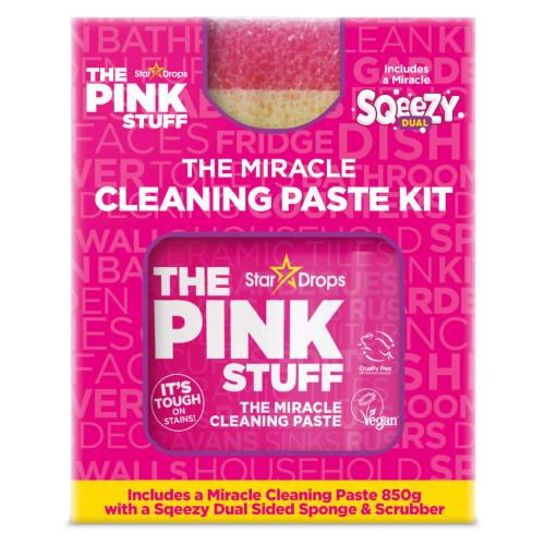 THE PINK STUFF multifunkcionāla tīrīšanas pasta 850g un divpusējs sūklis