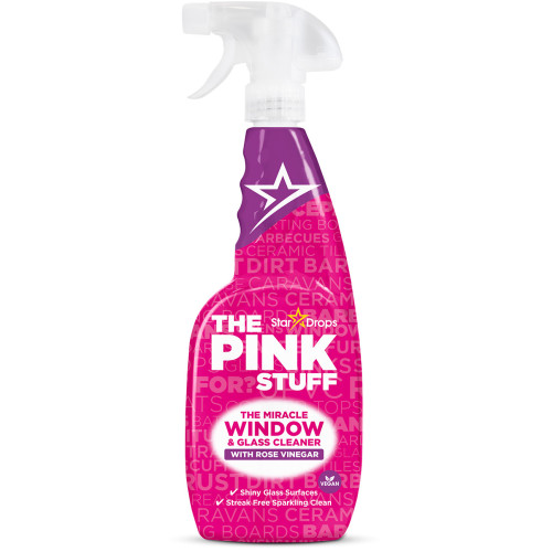 THE PINK STUFF logu un stiklu tīrīšanas līdzeklis ar rožu etiķi 750ml