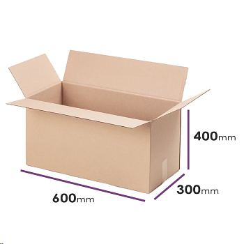 Cardboard box 600x300x400mm without staples, 5 layers, 1 pc 0.6681 kg