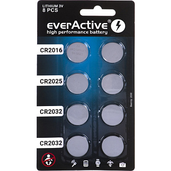 Набор литиевых батареек CR2016/2025/2032 everActive 8BL