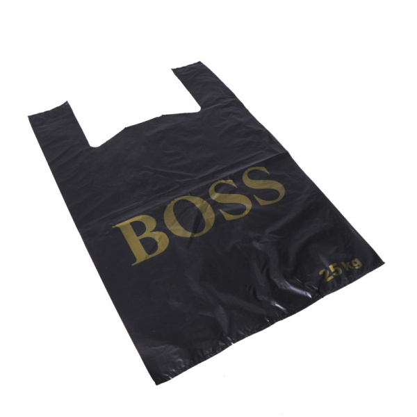 Maisiņi ar rokturiem uz 25kg, 30mik,  38x20x60, 100gb (1.75kg) melni, dzelteni BOSS (31461)