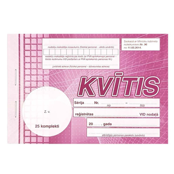 Darījumu apliecinošās kvītis(paškopējošas) 25komp.  A6 21008