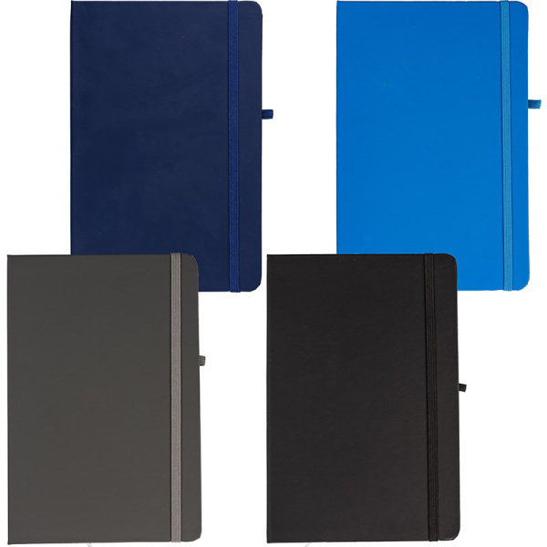 Bloknots A5 līniju 80lp.cietos vākos ar gumiju "Multicolor''