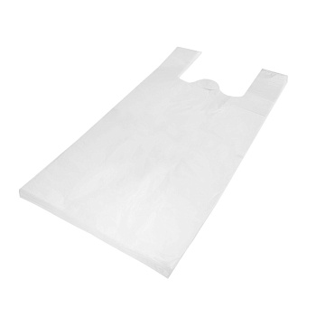Bags with handles 49+25x75, 100 pcs (1.856kg) white 20my (31179)