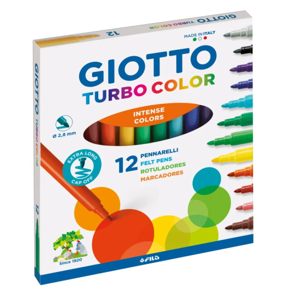 Flomāsteri Giotto Turbocolor 12 krāsas