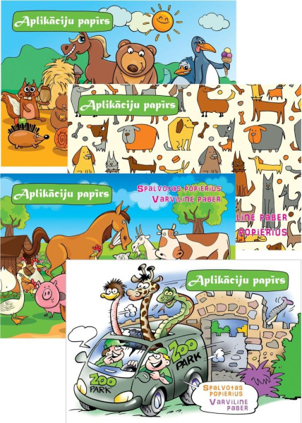 Krāsainas papīra loksnes divpusīgas A4 8 krāsas