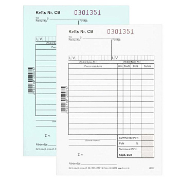 Receipt with Numbers (2 numbers, self-copying) A6 (12007)