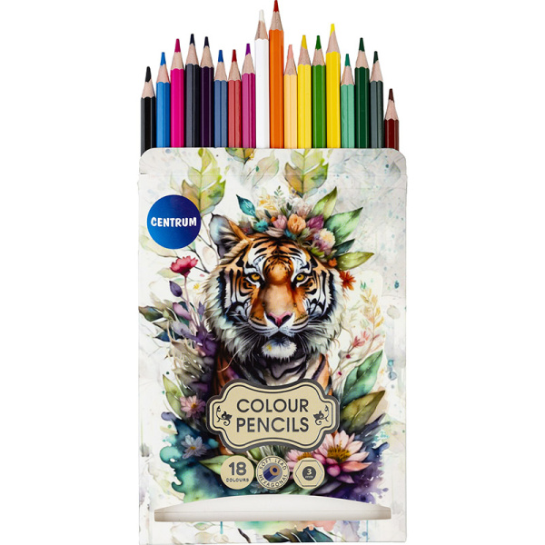 Krāsainie zīmuļi 18 kr. TIGER sešstūraini