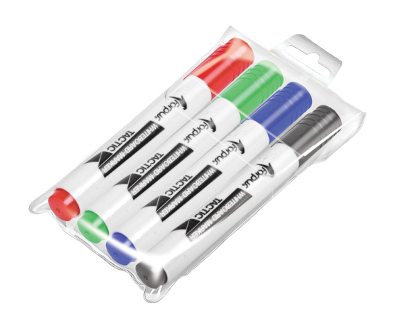 Marķieru komplekts tāfelei TACTIC 4 krāsas