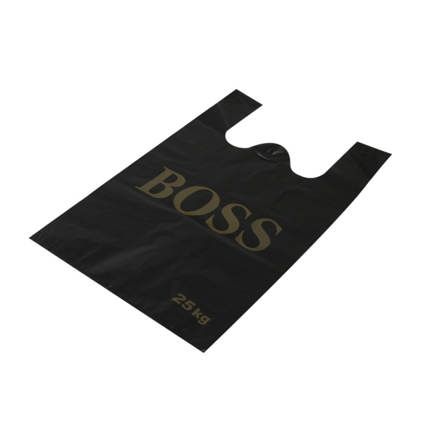 Maisiņi ar rokturiem uz 25kg, 50mik,  38x18x60, 100gb (1.75kg) melni,  BOSS (31461-50)