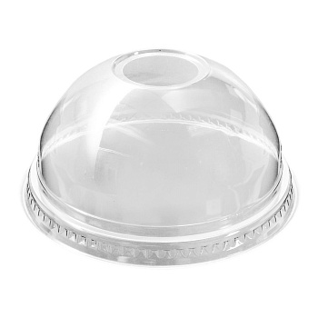 Plastic cocktail lids 95 mm with hole, tall, 50 pcs (0.20 kg), transparent PET (10501L2)