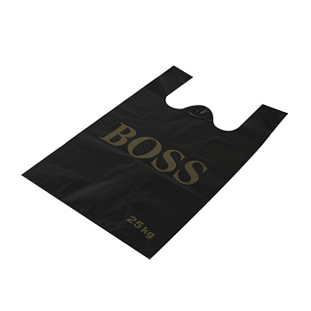 Пакеты с ручками 25кг, 50мкм, 38x18x60, 100 шт. (1.75кг) чёрные, BOSS (31461-50)