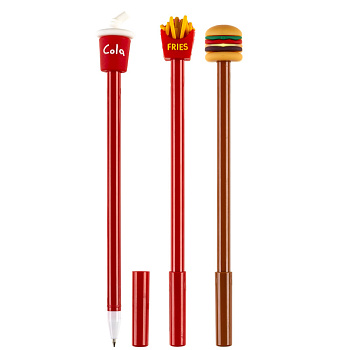 Ballpoint pen COLA, FRIES, BURGER blue 0.7mm