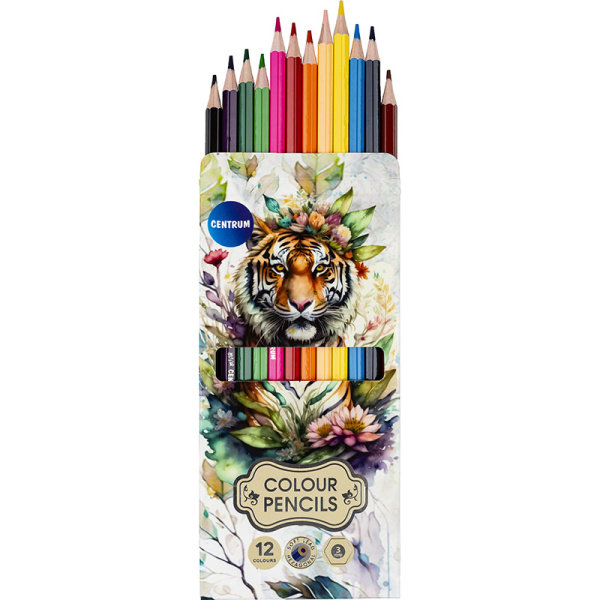 Krāsāinie zīmuļi  12 kr.TIGER, sešstūraini
