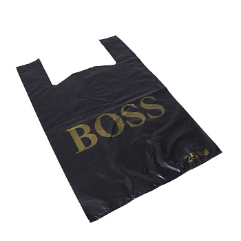 Пакеты с ручками 49+25x75, 25кг, 30 мк, 100 шт. (1.75кг) чёрные, BOSS (31461)