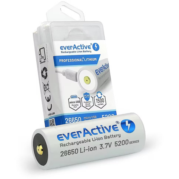 akumulators everActive 26650 5200mAh micro USB