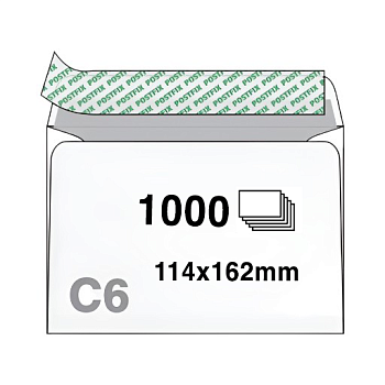 Envelopes Postac C6 RH 114x162mm 1000pcs