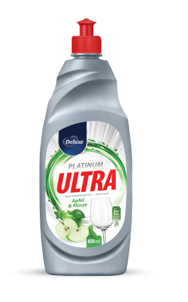 Deluxe Ultra Platinum trauku mazgāšanas līdzeklis ar ābolu un piaprmētru smaržu 850ml