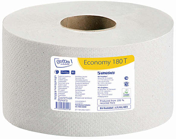 Toilet paper Grite Economy 180 sheets, grey, 1-ply, 1 roll (pack of 12 pcs)