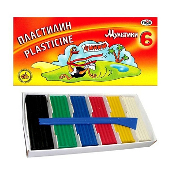 Пластилин Мультики, 6 цветов