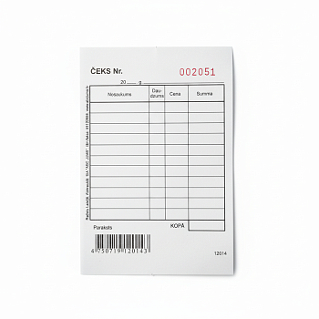 Receipt for ECR Check (buyer/seller) A7 (12014)