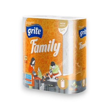 Kitchen towels Grite FAMILY, white, 2-ply, 2 pcs/pack